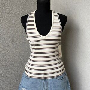 Just Polly New York striped ribbed halter top  Size S